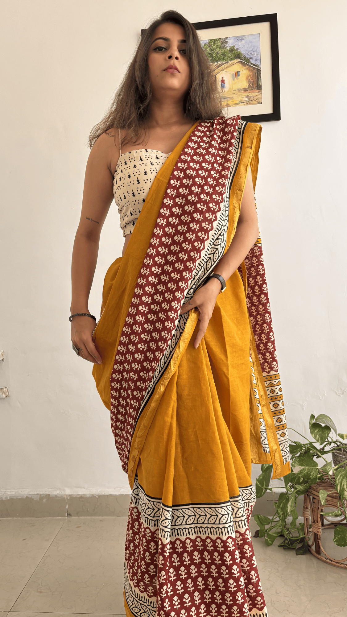 Ginni Cotton Zari Saree