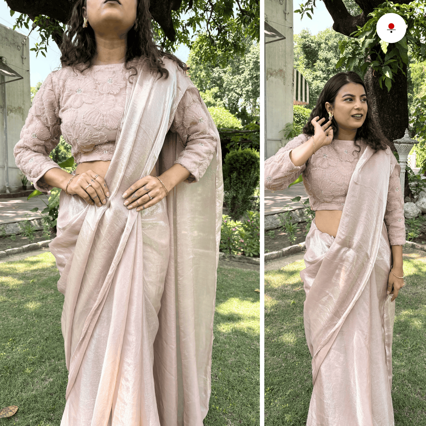 Glossy Champagne Shine Saree
