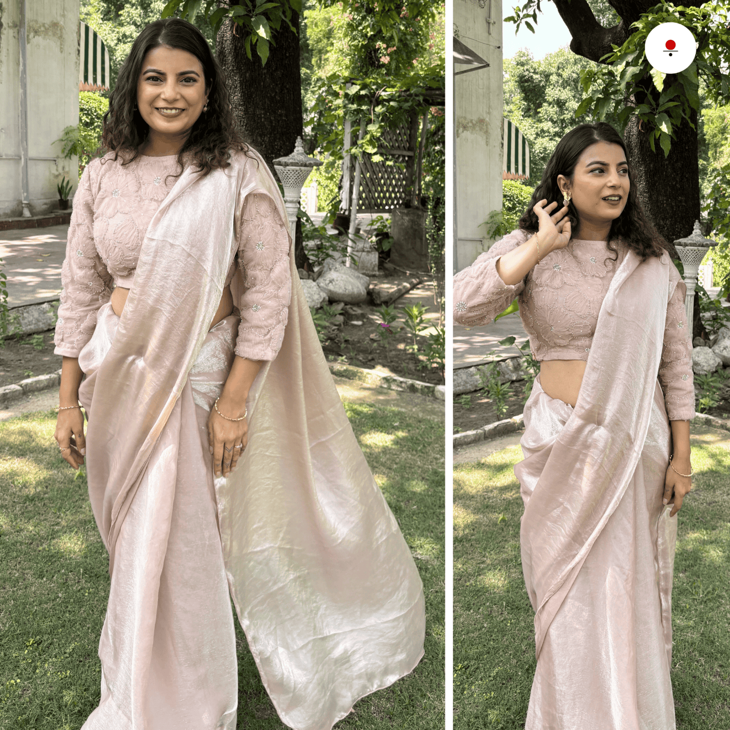 Glossy Champagne Shine Saree