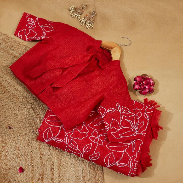 Red Datenight Saree