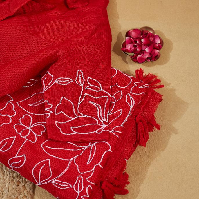 Red Datenight Saree