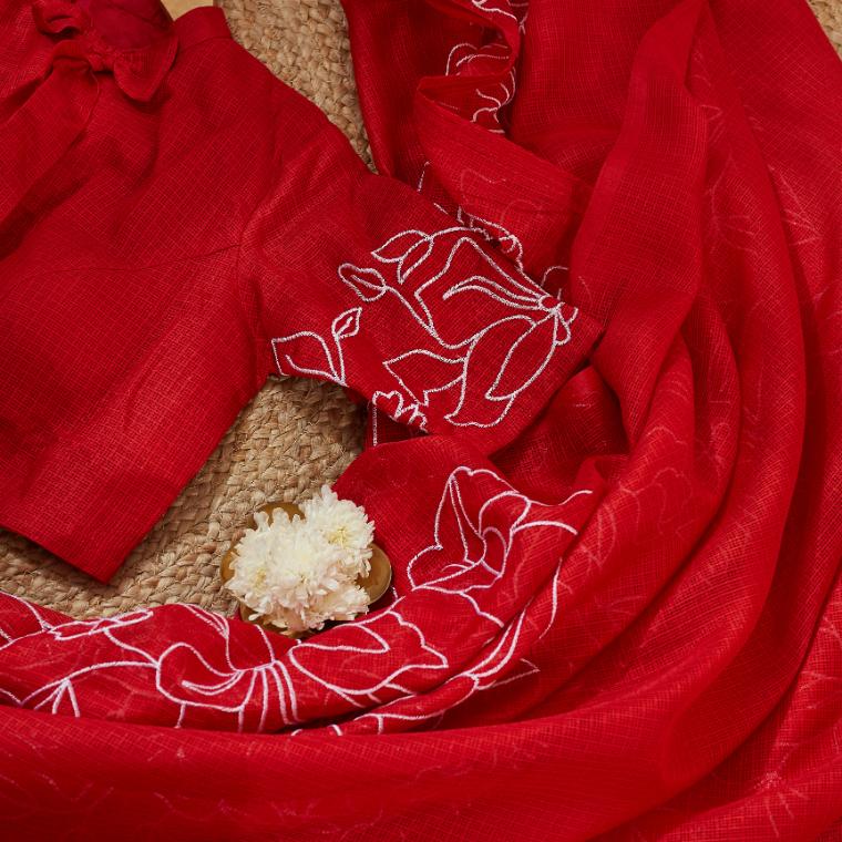 Red Datenight Saree