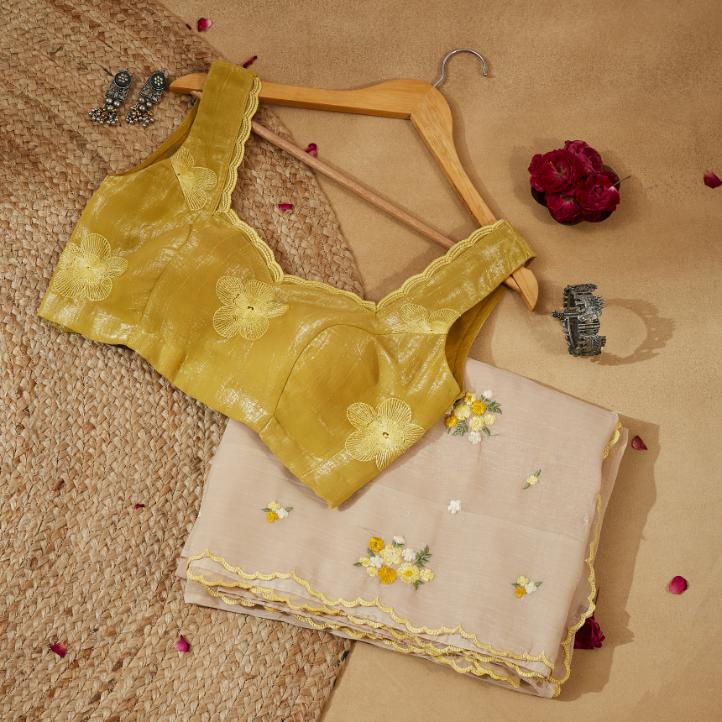 Floral Yellow Date Night Saree