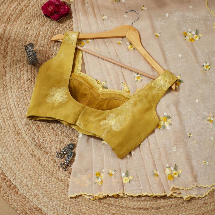 Floral Yellow Date Night Saree