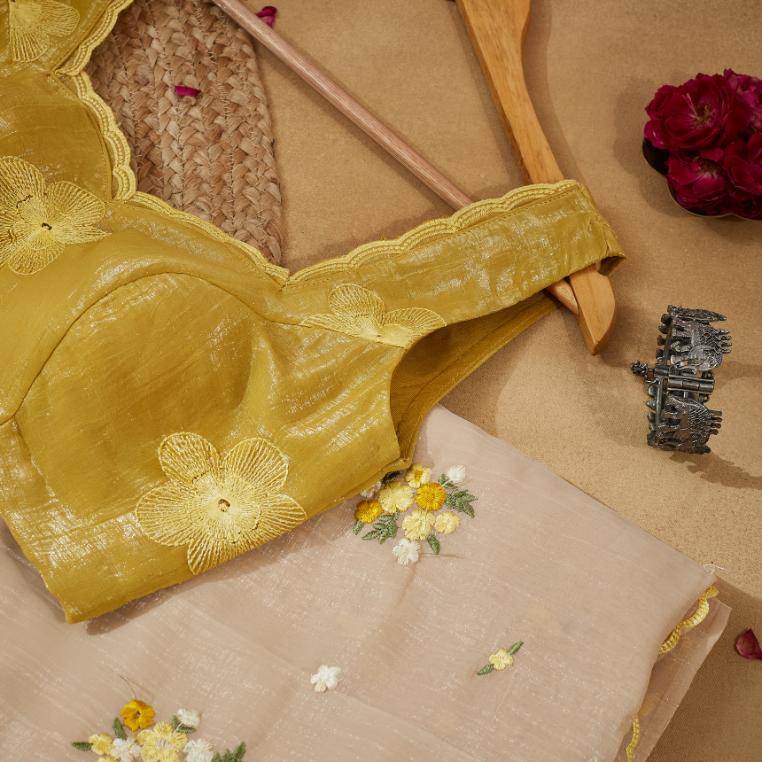 Floral Yellow Date Night Saree