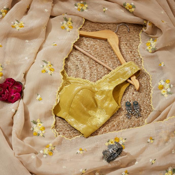 Floral Yellow Date Night Saree