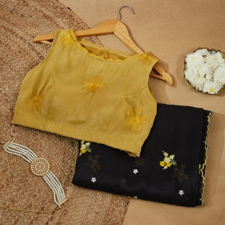 Yellow Black Magic Saree