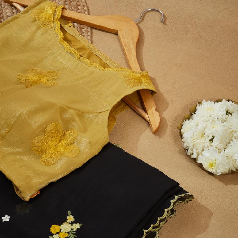 Yellow Black Magic Saree