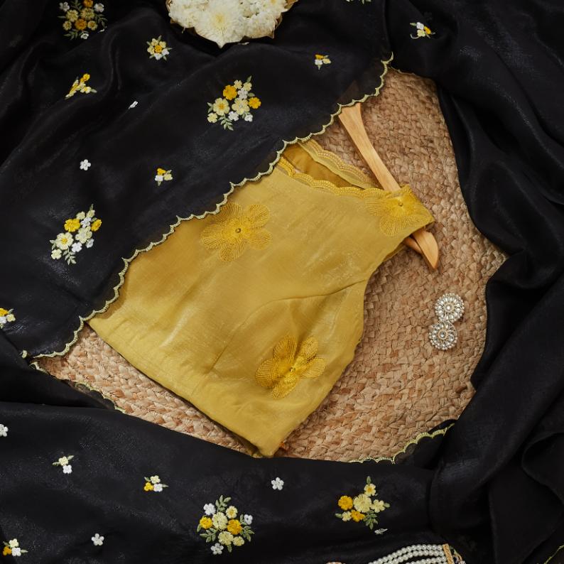 Yellow Black Magic Saree