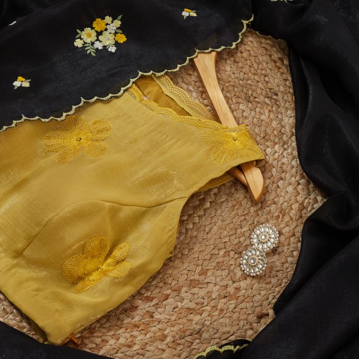 Yellow Black Magic Saree