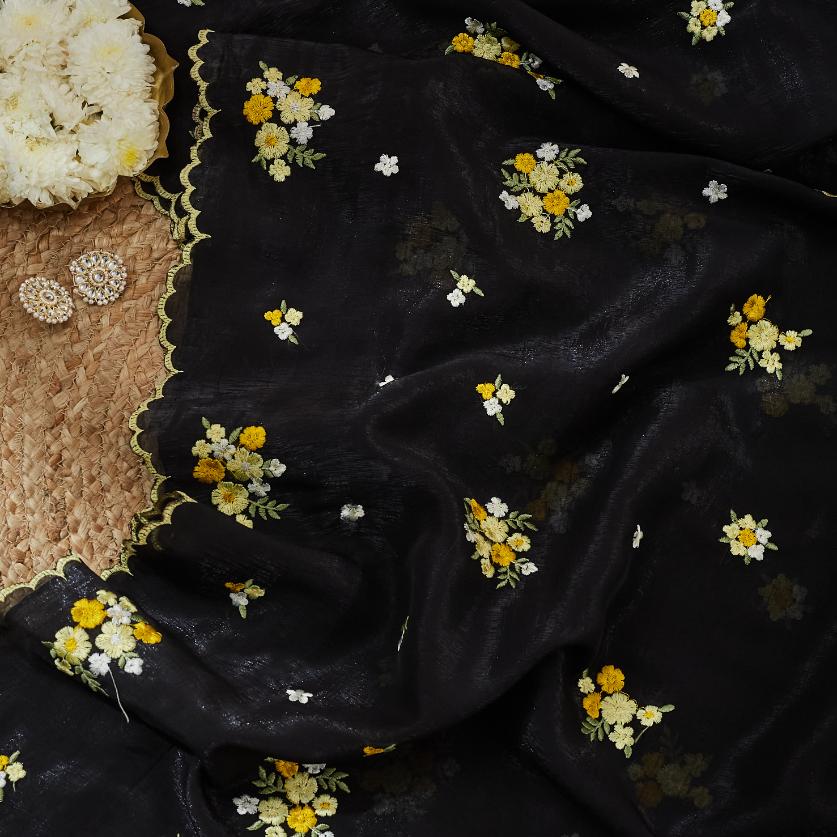 Yellow Black Magic Saree