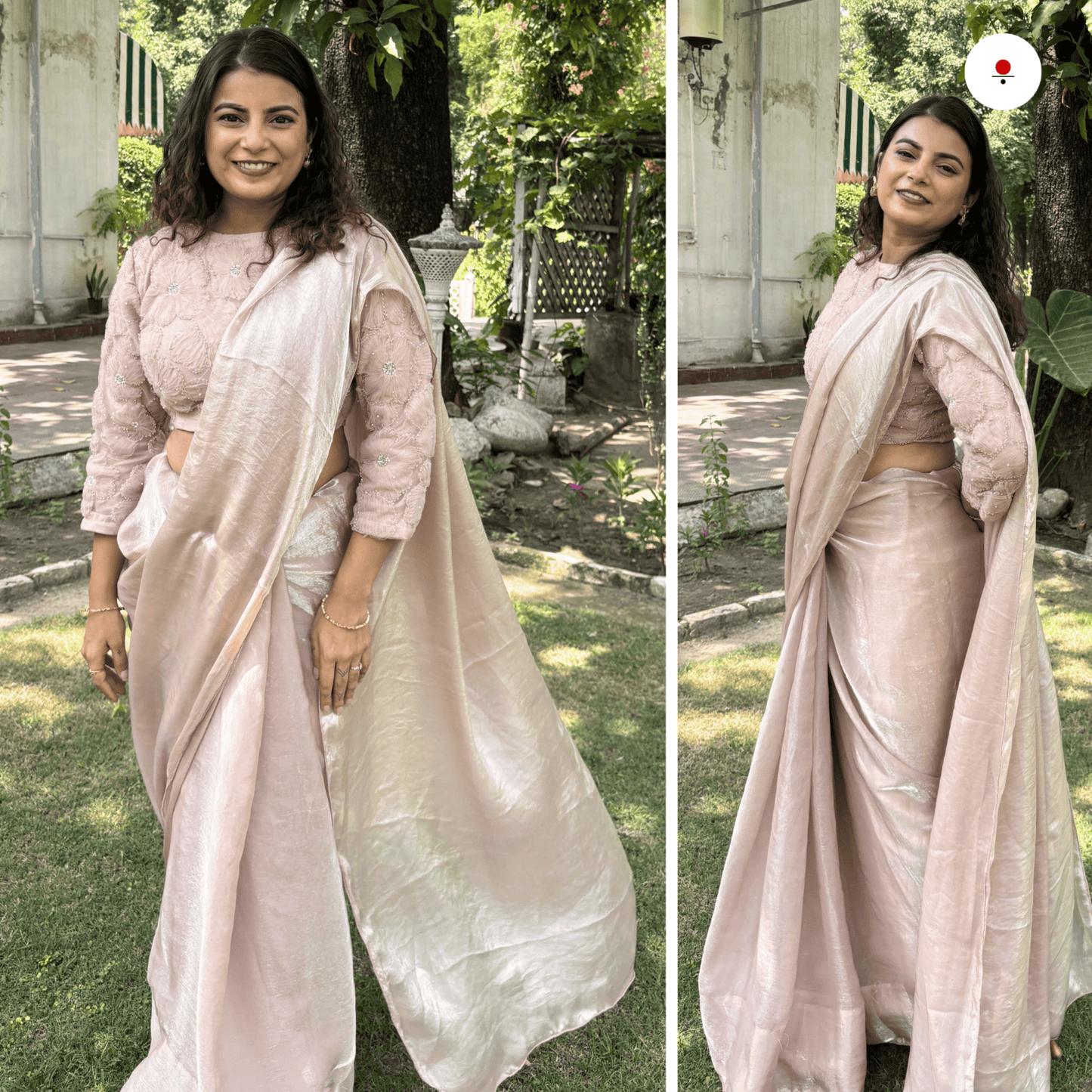 Glossy Champagne Shine Saree