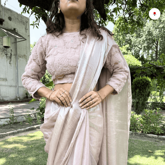 Glossy Champagne Shine Saree