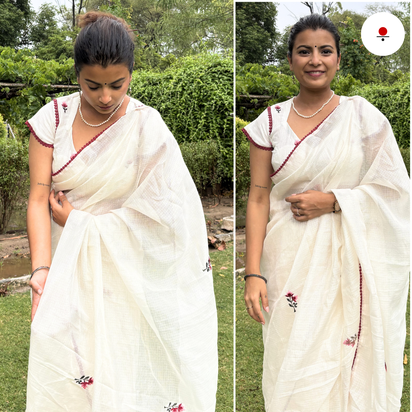 White Rose Kota Doriya Embroidered Saree