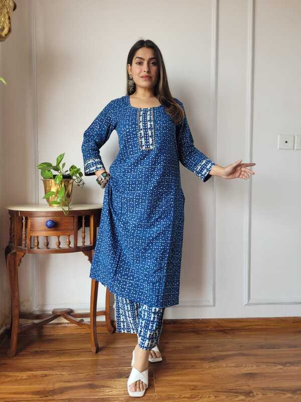 Chess Blue Kurta Pant Set