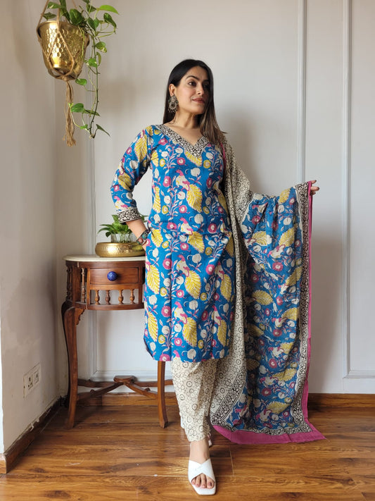 Mahira Mul Cotton Block Printed Stitched Suit