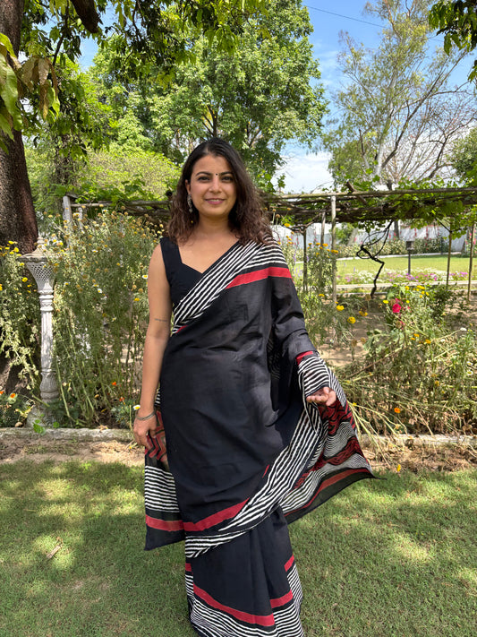 Dan Black Cotton Saree