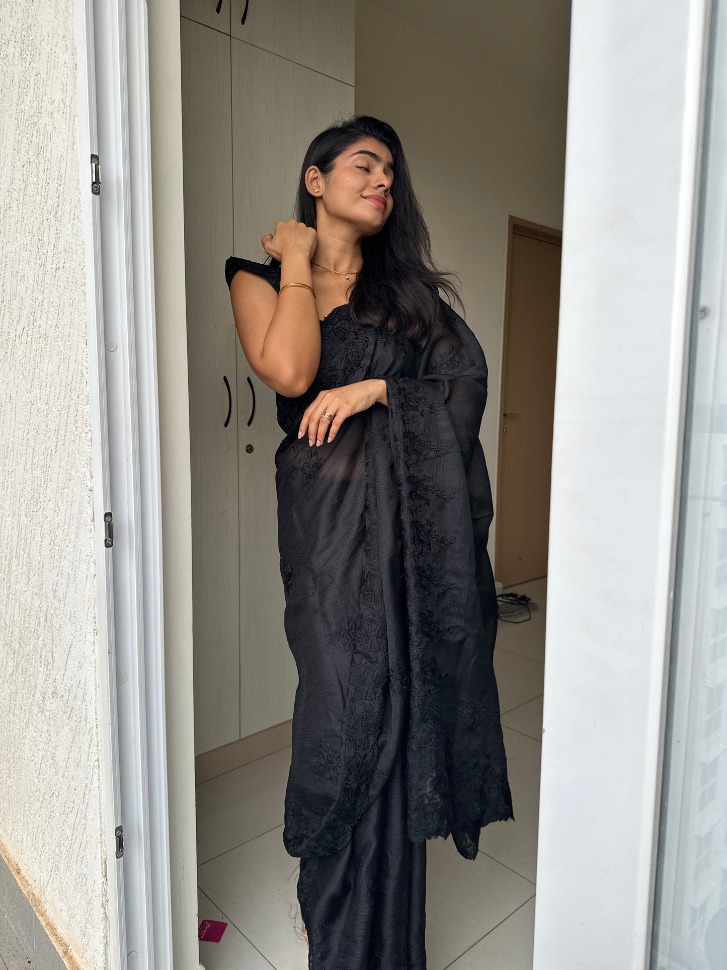 Sushmita Cutwork Black Saree