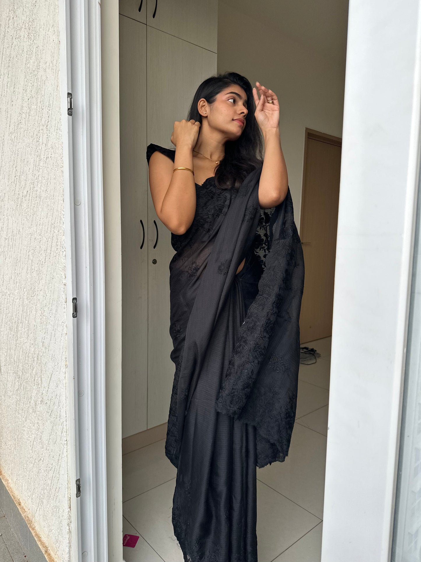 Sushmita Cutwork Black Saree