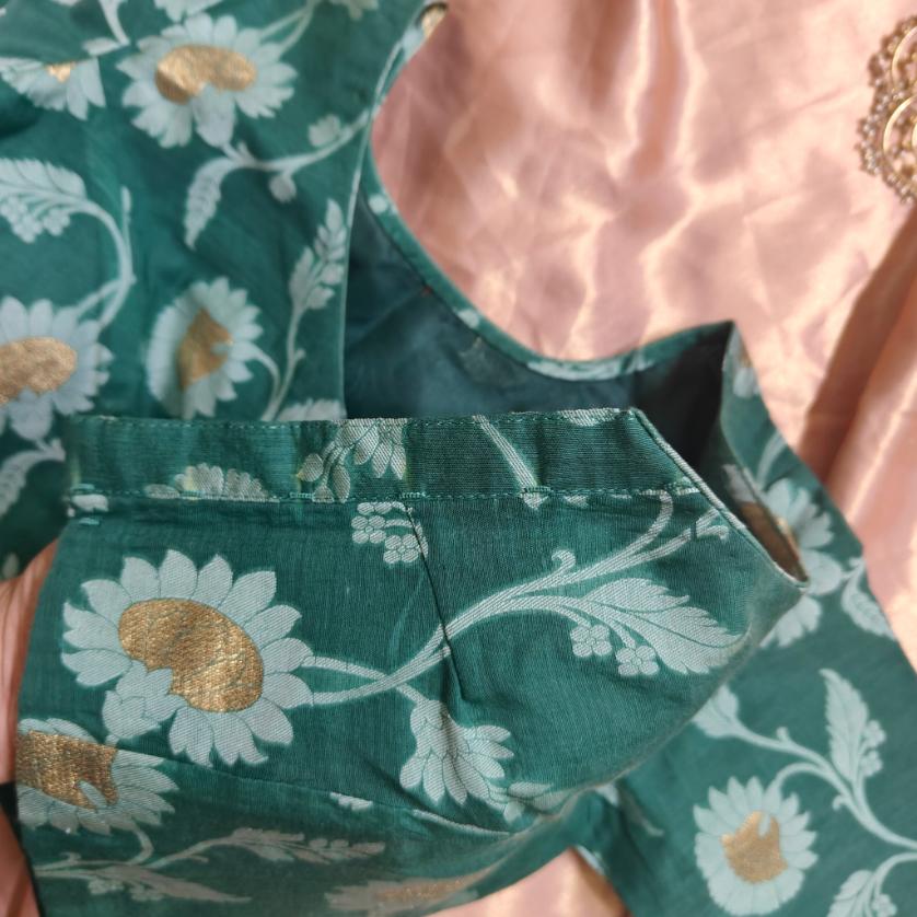 Anamika Chanderi Silk Green Blouse