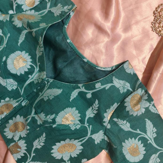 Anamika Chanderi Silk Green Blouse