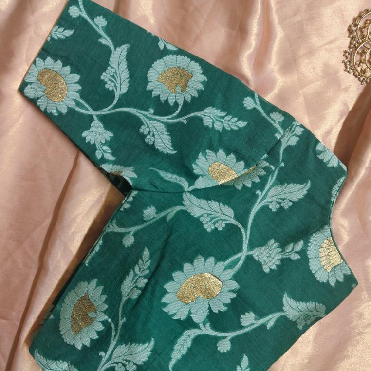 Anamika Chanderi Silk Green Blouse