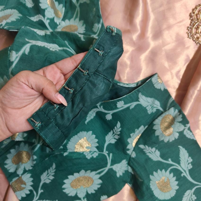 Anamika Chanderi Silk Green Blouse