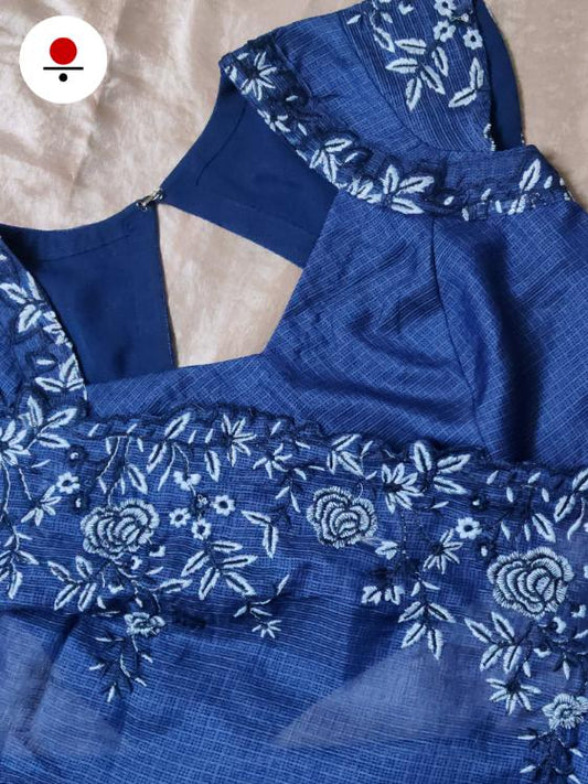 Clora Blue Cutwork Saree