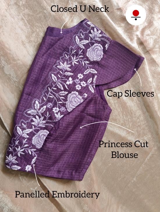Purple Flower Cutwork Saree