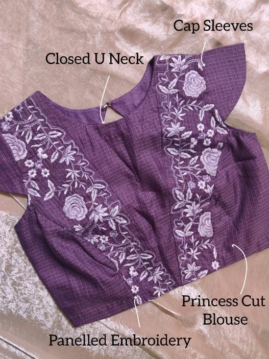 Purple Flower Cutwork Saree