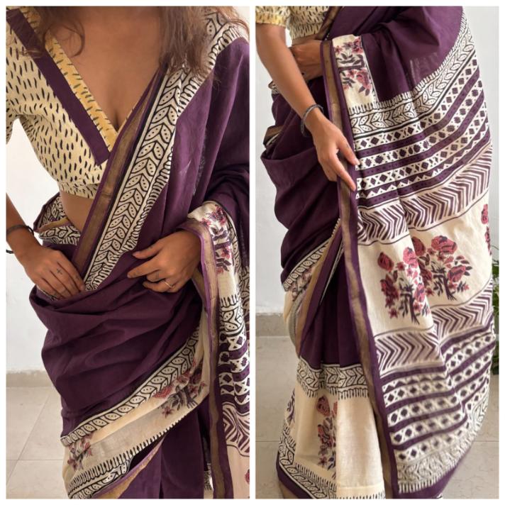 Grape Cotton Saree