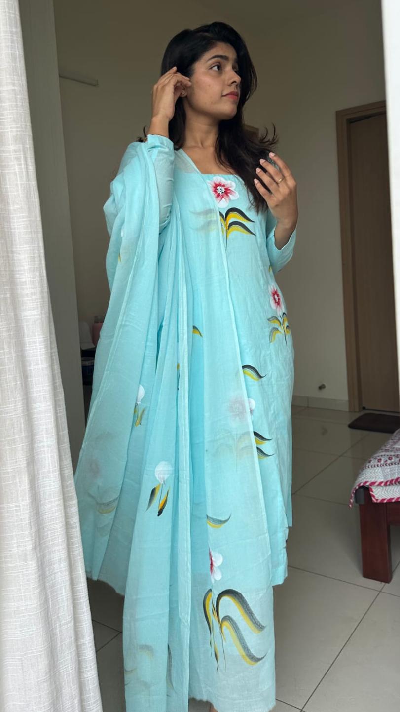 Gayatri Hand Painted Cotton Suit