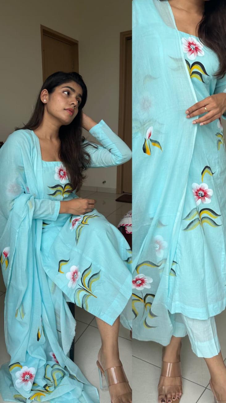 Gayatri Hand Painted Cotton Suit