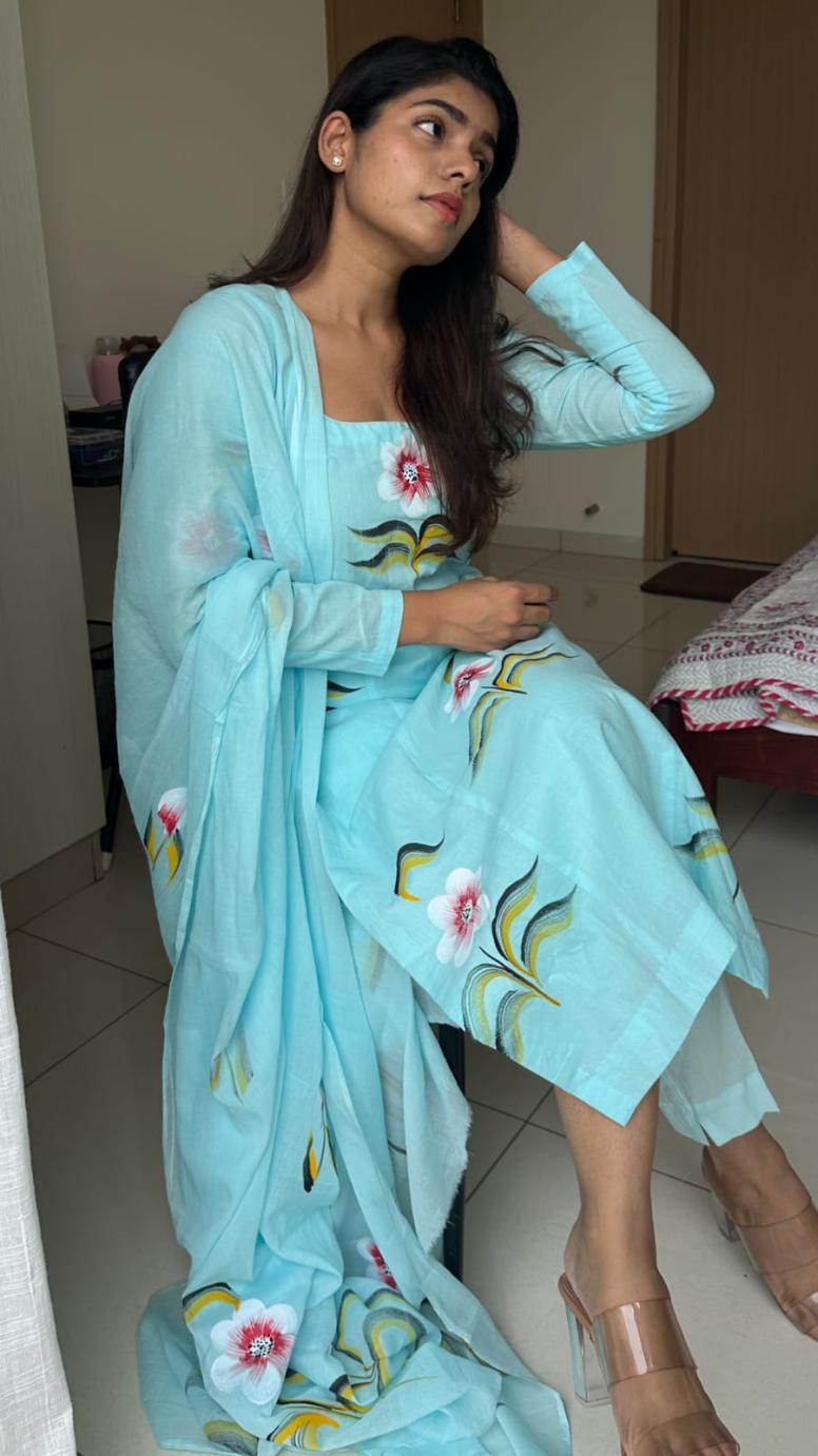 Gayatri Hand Painted Cotton Suit