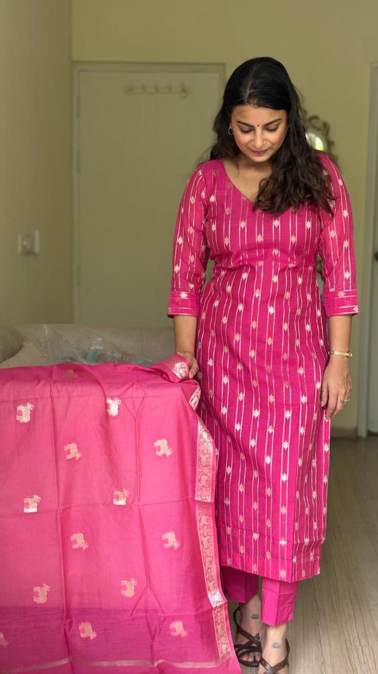 Rosette Chanderi Silk Suit