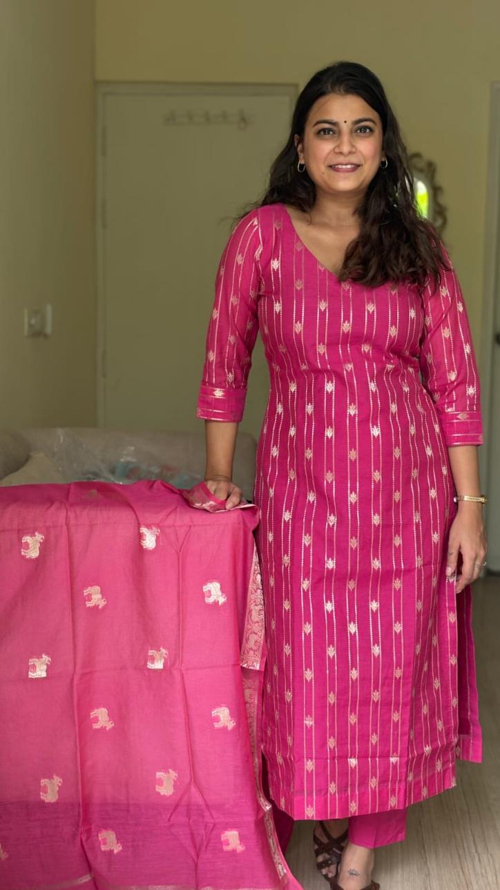 Rosette Chanderi Silk Suit