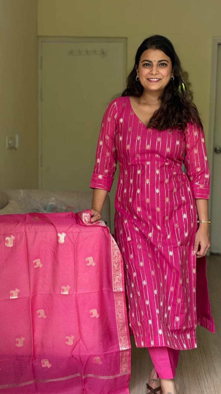 Rosette Chanderi Silk Suit