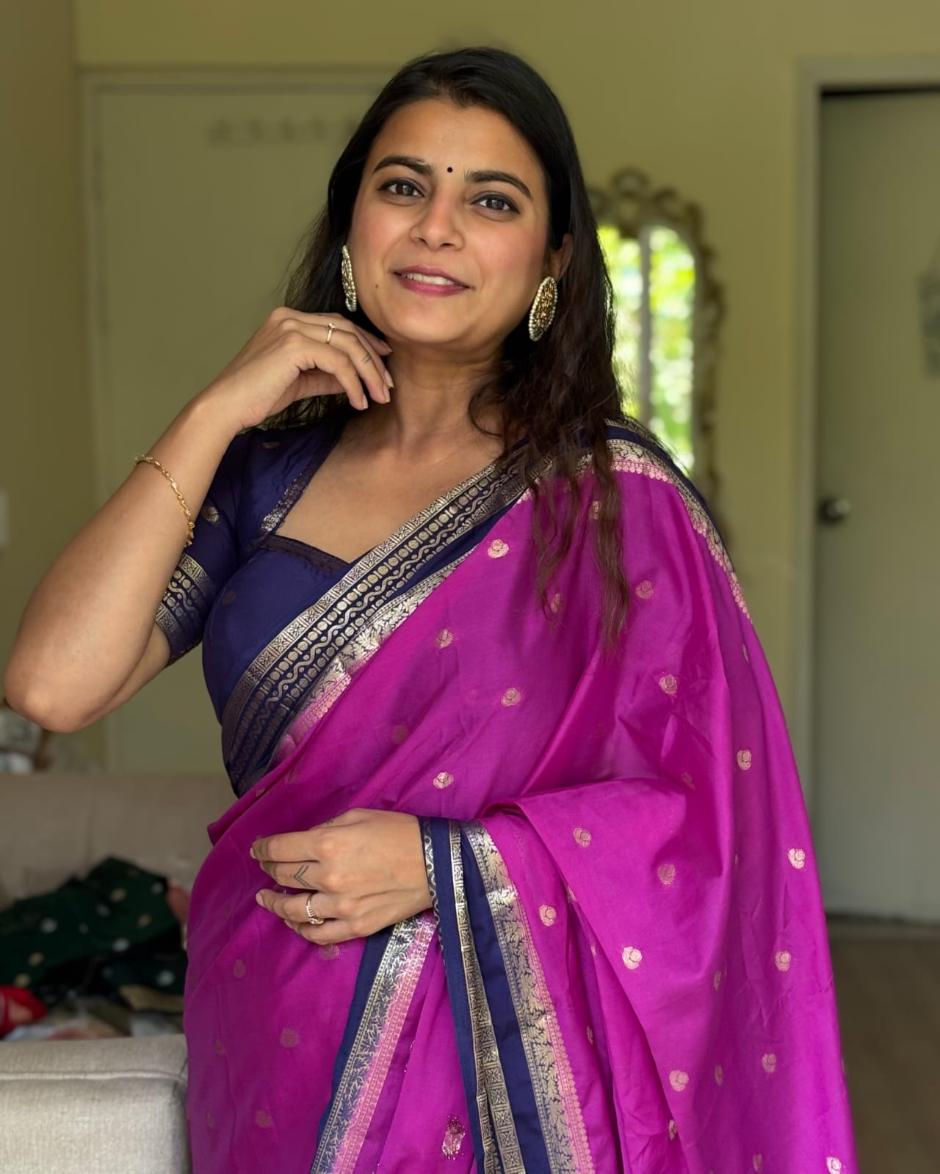 Mulberry Banarsi Crepe Saree