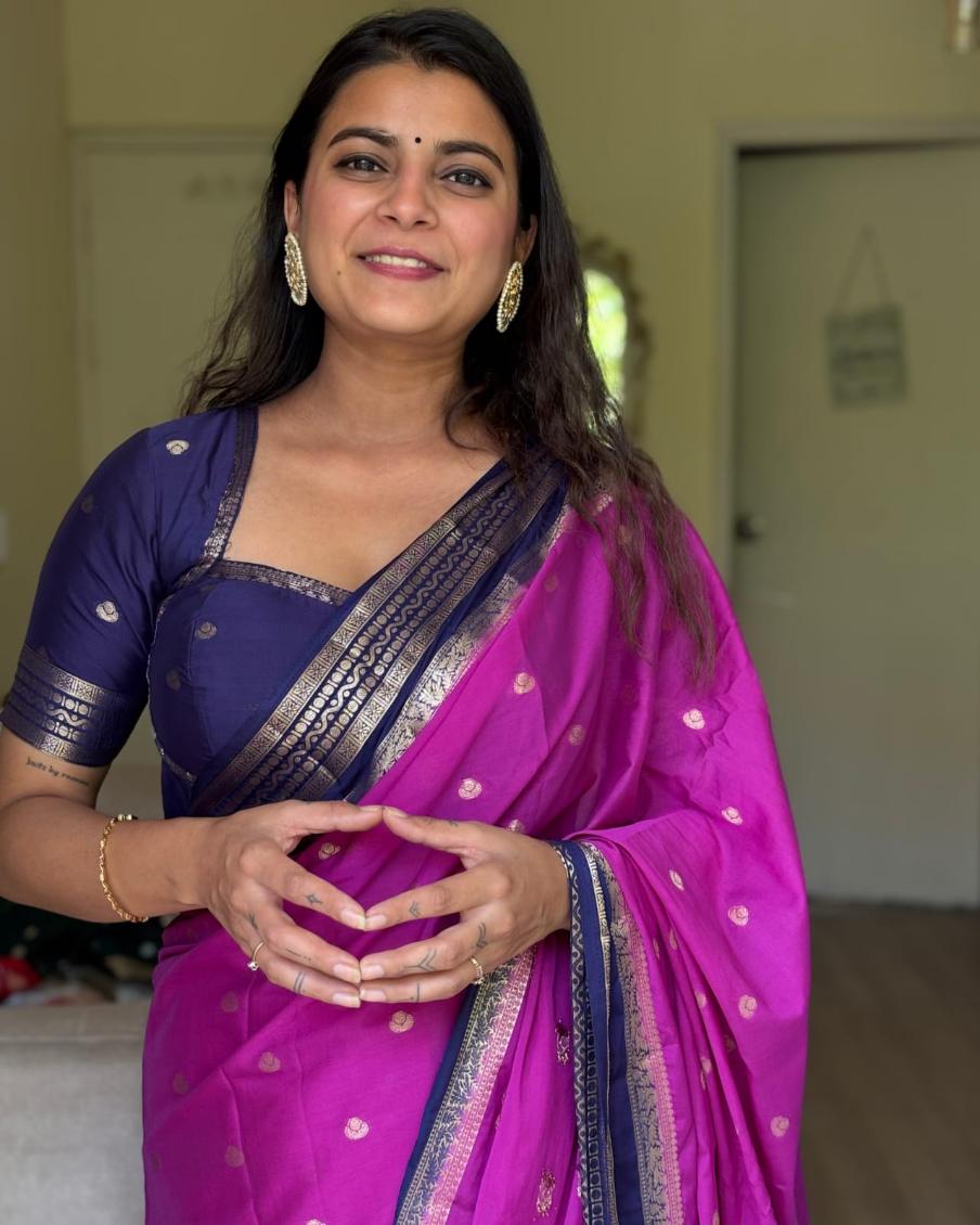 Mulberry Banarsi Crepe Saree