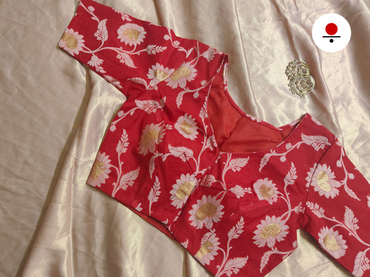 Alia Chanderi Silk Red Blouse