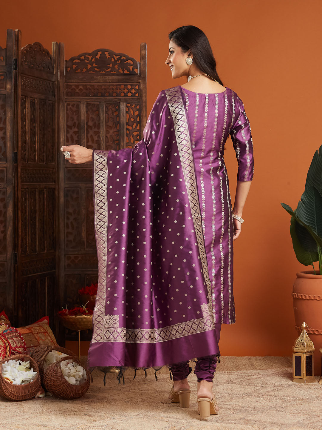 Kimaya Banarsi Silk Stitched Suit Set