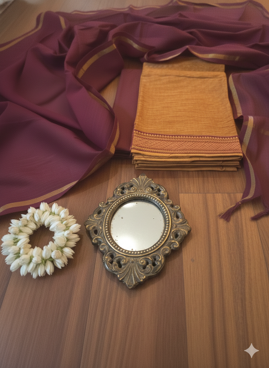 Ruhaniyat Mangalgiri Cotton Unstitched Suit Set