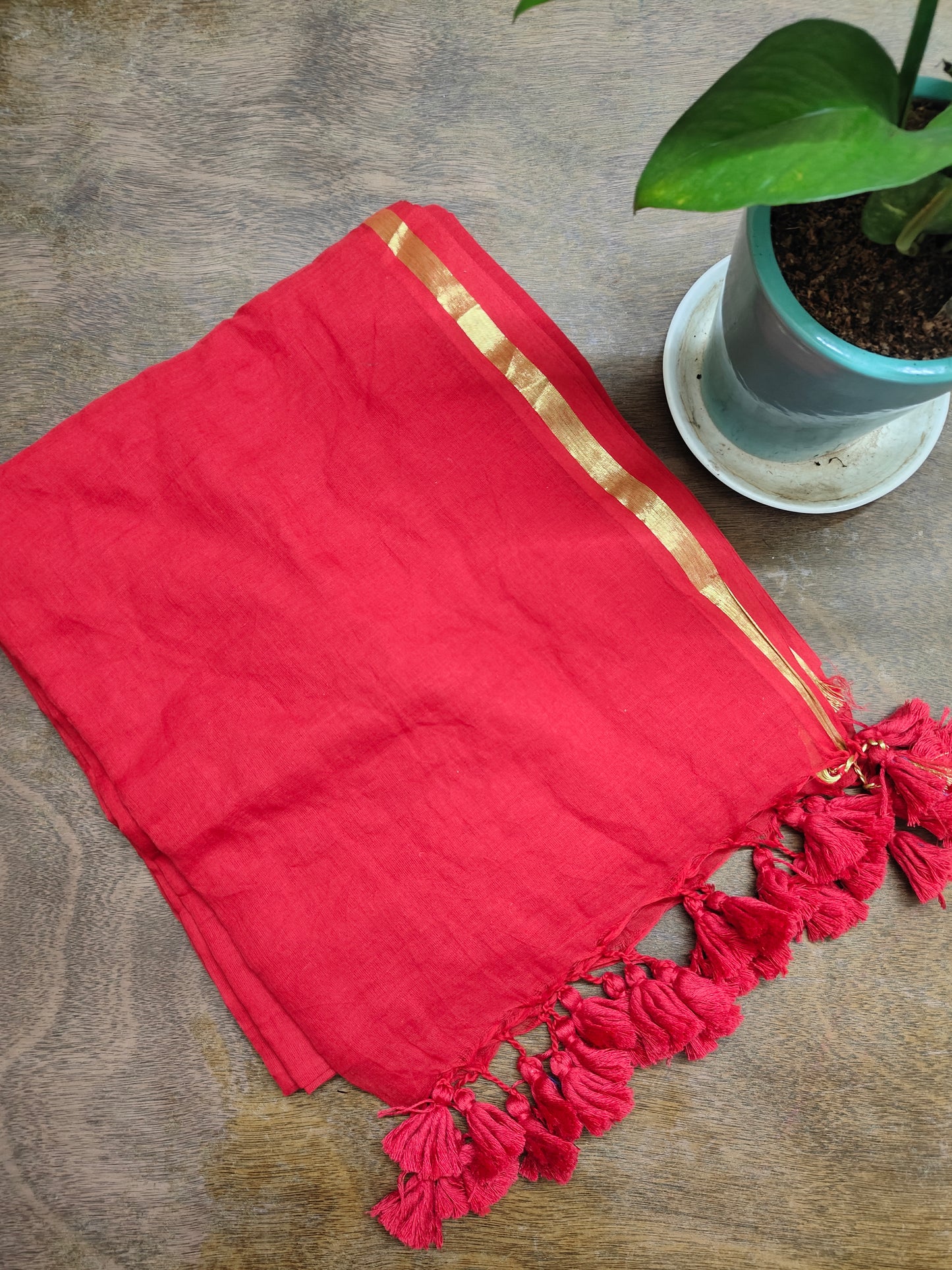 Fierce Red Love Muk Saree