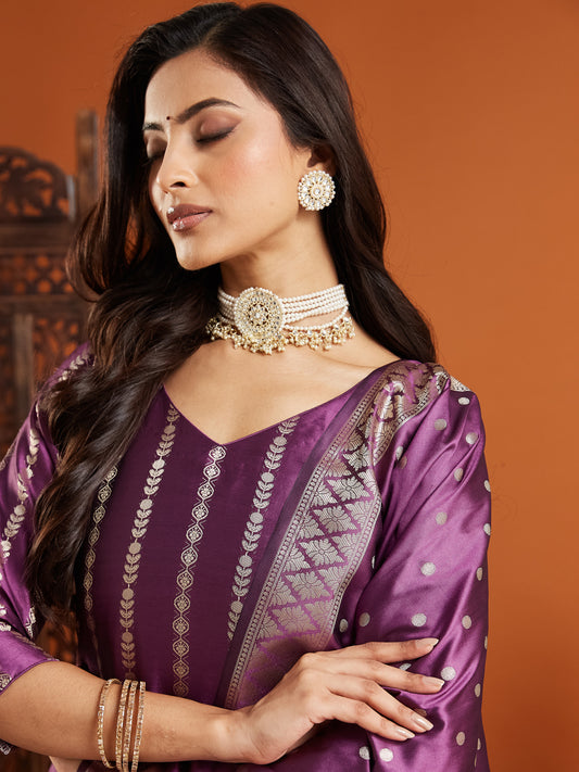 Kimaya Banarsi Silk Stitched Suit Set
